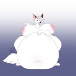  anthro arctic_fox belly belly_inflation big_belly big_breasts breasts canid canine chubby_female female flirting fox hi_res inflation mammal nude ryukawa solo sophie_(xausr32) teasing very_chubby 