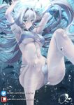  1girl ass bangs bikini blue_eyes breast_tattoo breasts closed_mouth ethel_(xenoblade) excaliblader grey_hair large_breasts long_hair looking_at_viewer solo swimsuit tattoo underwater very_long_hair water xenoblade_chronicles_(series) xenoblade_chronicles_3 