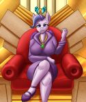  anthro anthrofied big_breasts breasts clothing crossed_legs equid equine female footwear hair hasbro hi_res mammal mature_female mlp_g5 my_little_pony purple_hair queen_haven_(mlp) shoes sitting zachc 