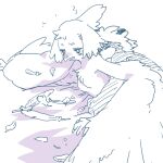  after_sex anthro ashcozy avian beak bird breasts duo embrace feathered_wings feathers featureless_breasts female hug hugging_from_behind male mammal mavu_(ashcozy) sierra_(ashcozy) waking_up wings 