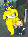  animal_crossing ankha_(animal_crossing) anthro anthro_on_anthro armwear balls big_balls big_breasts big_butt big_penis blush bodily_fluids breasts butt canid canine canis city_17 clothed clothing crossgender domestic_cat domestic_dog dominant dominant_female duo felid feline felis female genital_fluids genitals gynomorph gynomorph/female half-erect half-life hindpaw huge_penis humanoid_genitalia humor intersex intersex/female isabelle_(animal_crossing) jojispoon88 kneeling larger_female mammal meme nintendo partially_clothed paws penile penis penis_worship pussy_juice size_difference smaller_female smile video_games wide_hips 