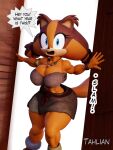  3d_(artwork) alpha_channel anthro armlet badger big_breasts blender_(software) breasts cleavage clothed clothing dialogue digital_media_(artwork) english_text female hi_res jewelry mammal muscular muscular_female mustelid musteline necklace sega simple_background solo sonic_boom sonic_the_hedgehog_(series) sound_effects sticks_the_jungle_badger tahlian talking_to_viewer text transparent_background 