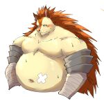  2022 absurd_res anthro band-aid bandage belly big_belly blush eulipotyphlan hedgehog hi_res kemono lost_out_gi majiro_the_hedgehog male mammal moobs navel overweight overweight_male simple_background sleepy_princess_in_the_demon_castle solo 