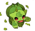  alternate_color animal_focus arm_up bulbasaur claws commentary english_commentary fang green_theme happy leaf looking_at_viewer lowres no_humans open_mouth pokemon pokemon_(creature) puddingx2 red_eyes shiny_pokemon simple_background smile solo tongue white_background 