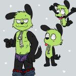  anthro barely_visible_genitalia barely_visible_penis bottomwear bottomwear_down bulge canid canine canis clothed clothing domestic_dog genitals gir_(invader_zim) hi_res invader_zim male mammal nickelodeon pants pants_down partially_clothed penis simplepossum underwear zipper 