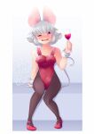  1girl alcohol alternate_costume animal_ears bangs bbb_(33kudo) black_pantyhose blush border breasts bunny_day commentary_request covered_navel cup dated drinking_glass full_body grey_hair highres holding holding_cup leotard looking_at_viewer medium_breasts mouse_ears mouse_girl mouse_tail nazrin one_eye_closed open_mouth pantyhose playboy_bunny rabbit_tail red_eyes red_footwear red_leotard short_hair sitting smile solo strapless strapless_leotard tail touhou white_border wine wine_glass 