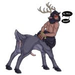  antlers anus balls blush bound centaurworld cervid cervid_taur cervine cervine_taur dialogue elk facial_hair freckles genitals hands_behind_back hands_tied hi_res hooves horn looking_back male mammal mammal_taur netflix penis presenting raised_tail rope solo syndhart taur the_nowhere_king_(centaurworld) 