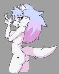  anthro breasts britney_(chaclaveloz) butt domestic_cat dump_gallery ears_up ejaculation eyelashes felid feline felis female hair hands-free long_hair looking_at_viewer mammal multicolored_hair nipples pink_nipples smile solo teeth two_tone_hair 