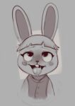  ahegao animal_crossing anthro blush bodily_fluids bonbon_(animal_crossing) clothed clothing eye_roll female hair hi_res lagomorph leporid looking_pleasured mammal monochrome nintendo open_mouth open_smile qupostuv35 rabbit saliva simple_background smile tongue tongue_out video_games 