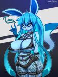  absurd_res anthro big_breasts blue_hair breasts camel_toe clothed clothing eeveelution female fishnet fishnet_legwear generation_4_pokemon glaceon hair hi_res legwear nintendo pokemon pokemon_(species) solo sturdyplywood video_games 