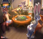  anthro big_butt bra butt canid canine clothed clothing disney female fox group hi_res judy_hopps lagomorph leporid link6432 male mammal nick_wilde panties rabbit tenting topless underwear zootopia 