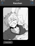  bakugou_katsuki bed boku_no_hero_academia highres hospital_bed hospital_gown i_lived_bitch_(meme) meme middle_finger phone_screen photo_inset profanity short_hair solo spiked_hair text_messaging 