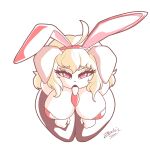  alpha_channel animal_humanoid big_breasts blonde_hair breasts fake_ears fake_rabbit_ears female hair hi_res humanoid kneeling open_mouth solo thick_thighs tongue tongue_out zedrin 