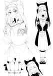  1girl bangs blue_archive blush braid clothes_lift collarbone flower greyscale habit halo hat hat_flower highres lifted_by_self long_hair looking_at_viewer mari_(blue_archive) monochrome nun podi_r18 sailor_collar single_braid skirt skirt_lift 