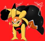  2022 absurd_res anthro arthurclaws bent_over big_butt black_eyes butt clothed clothing cosplay_pikachu_(costume) digital_drawing_(artwork) digital_media_(artwork) electricity english_text female fur generation_1_pokemon hi_res huge_butt jiggling mammal mask nintendo pikachu pikachu_libre pokemon pokemon_(species) rodent shaded simple_background sketch solo text thick_thighs video_games wide_hips yellow_body yellow_fur 