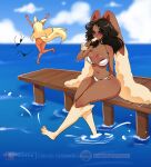  anthro bikini clothed clothing duo female generation_4_pokemon hi_res lopunny nintendo nude pokemon pokemon_(species) swimwear tutifruti_(artist) video_games wide_hips 