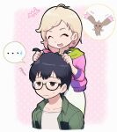  ... annoyed bandai_namco black_hair blonde_hair brown_body brown_fur digimon digimon_(species) digimon_survive duo eyewear female fur glasses hair hsnkz809 human humor long_ears lopmon lopmon_(survive) male mammal saki_kimijima shuuji_kayama 