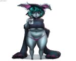  absurd_res belly beverage big_breasts breasts clothing coffee female green_hair hair hi_res hoodie huge_breasts huge_hips humanoid humanoid_pointy_ears league_of_legends long_ears navel panties pink_eyes riot_games short_stack slightly_chubby solo thick_thighs thong topwear under_boob underwear vestavice vex_(lol) video_games wide_hips yordle 