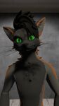  3d_(artwork) 9:16 black_body black_fur black_hair canid canine cross_fox digital_media_(artwork) eddy_fox_crossfox fox fur green_eyes grey_background grey_body grey_fur hair hi_res male mammal orange_body orange_fur red_fox reinholdfuchs simple_background solo whiskers wood_floor 