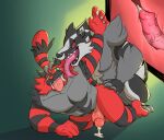  anal anal_penetration anthro bodily_fluids cum cum_drip cum_while_penetrated dripping duo generation_7_pokemon generation_8_pokemon genital_fluids genitals hi_res incineroar male male/male male_penetrated male_penetrating male_penetrating_male mammal mustelid nintendo obstagoon oriont penetration penis pokemon pokemon_(species) sex tongue vein veiny_penis video_games 