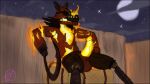  2022 animatronic anthro balls canid canine digital_media_(artwork) elemental_manipulation enderproject404 erection eye_patch eyewear fence fire fire_manipulation five_nights_at_freddy&#039;s five_nights_at_freddy&#039;s_vr:help_wanted fox foxy_(fnaf) genitals glowing glowing_genitalia glowing_penis grim_foxy_(fnaf) hook hook_hand humanoid_genitalia humanoid_penis machine male mammal moon night outside penis pirate red_body robot scottgames sitting sky solo star teeth video_games 