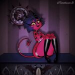  1:1 2022 2d_animation animated black_hair breasts clothed clothing demon demon_humanoid female hair helluva_boss horn humanoid imp looking_at_viewer millie_(helluva_boss) not_furry red_body short_playtime solo tangeluscious teeth 