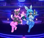  2022 absurd_res afc alcohol annyglaceon_(mintyspirit) anthro beverage big_breasts big_butt blue_clothing blue_eyes blue_hair blue_legwear blue_sclera blue_stockings bow_tie breasts butt champagne clothing condom digital_media_(artwork) duo eeveelution fake_ears fake_rabbit_ears feet female generation_4_pokemon generation_5_pokemon glaceon glass hair hi_res legwear looking_at_viewer mintyspirit nightclub nintendo nipple_tape open_mouth pasties penetrable_sex_toy pink_hair pink_stockings pokemon pokemon_(species) sex_toy sexual_barrier_device sitting smile stockings tape thick_thighs vibrator video_games wide_hips zabrina_(afc) zorua 