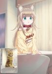  2022 40hara animal_humanoid cat_humanoid child clothed clothing collar domestic_cat felid felid_humanoid feline feline_humanoid felis female green_eyes hair hi_res humanoid kinako_(40hara) mammal mammal_humanoid real shirt solo tan_hair topwear young 