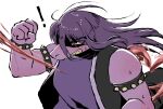  ! 1girl armlet black_jacket bracelet clenched_hand clenched_teeth commentary_request deltarune floating_hair furry furry_female gyeon_(mmdd45c) heart highres jacket jewelry korean_commentary long_hair purple_shirt reptile_girl sharp_teeth shirt sleeveless sleeveless_jacket solo spiked_armlet spiked_bracelet spikes susie_(dark_world)_(deltarune) susie_(deltarune) teeth utdr_(toby_fox) 