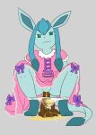 anthro blue_body blue_fur bodily_fluids butt clothed clothing crouching dress eeveelution feces female female_pooping fur generation_4_pokemon genital_fluids genitals glaceon green_eyes grey_background hi_res leg_markings looking_at_viewer markings nintendo panties panties_down partially_clothed peeing peeing_on_ground pink_clothing pink_dress pokemon pokemon_(species) pooping pooping_on_floor raveneevee scatplay signature simple_background socks_(marking) soiled_panties soiling soiling_underwear solo tail text underwear underwear_down urine urine_on_feces urine_on_ground urine_pool urine_stream vulva watersports wetting wetting_bottomwear