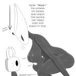 2025 2_horns absurd_res ambiguous_gender areola arthropod bananapantsu8 big_breasts biped black_eyes black_text bodily_fluids breasts butt dialogue directional_arrow duo ellipsis english_text eyelashes female grey_body half_sister_(lore) hanging_breasts hi_res hollow_eyes hollow_knight horn hornet_(hollow_knight) humanoid leaning leaning_forward looking_at_another nipples nude sibling_(lore) simple_background sister_(lore) sound_effects sweat sweatdrop talking_to_another team_cherry text the_knight_(hollow_knight) vessel_(species) white_background