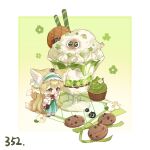  1girl animal_ear_fluff animal_ears arknights bag blonde_hair bobby_socks brown_bag cardigan chibi chinese_commentary chocolate_chip_cookie commentary_request cookie food food_request fox_ears fox_girl fox_tail frilled_hairband frills green_eyes green_hairband green_skirt hairband heixiu highres kitsune kyuubi long_hair long_sleeves luo_xiaohei_zhanji multiple_tails neck_ribbon official_alternate_costume red_ribbon ribbon shoulder_bag skirt socks suzuran_(arknights) suzuran_(spring_praise)_(arknights) tail white_cardigan white_socks wo_er_pu_ji_si 