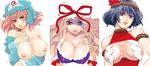  areolae bad_id bad_pixiv_id borrowed_design breasts cleavage covered_nipples cum cum_on_body cum_on_breasts cum_on_upper_body large_breasts lips multiple_girls nipples rope saigyouji_yuyuko shide shimenawa sue_(kiri) touhou yakumo_yukari yasaka_kanako 