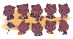 2020 anthro biped brown_body brown_fur clothing domestic_cat dryer eyelashes eyeliner eyes_closed felid feline felis female fur hair hair_dryer hi_res itsdanfango jacket jalei_(itsdanfango) looking_at_viewer makeup mammal multiple_poses paws pose short_hair solo tongue tongue_out topwear whiskers