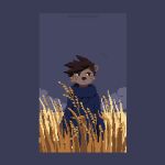 animated anthro black_hair blinking clothing cloud digital_media_(artwork) facial_tuft female field flowing_hair frame_by_frame grey_body hair hoodie hyena mammal nante-p pixel_(artwork) pixel_animation solo topwear tuft wheat wheat_field wind