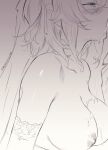  1boy 1girl breasts breasts_out bridal_gauntlets commentary cum cum_in_mouth cum_overflow dress english_commentary green_eyes greyscale hetero highres husband_and_wife implied_fellatio indie_virtual_youtuber jewelry large_breasts monochrome nimi_nightmare nipples out_of_frame ring spot_color sunsetskyline virtual_youtuber wedding_dress wedding_ring 