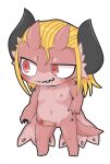  absurd_res anthro blonde_hair blush breasts censored censored_penis countershading doneru dragon erection fangs genitals gidoniko_(doneru) hair herm hi_res horn humanoid_genitalia humanoid_penis intersex looking_aside markings mosaic_censorship multi_arm multi_limb navel nipples nude penis pussy red_body scalie simple_background small_breasts smile solo standing white_background young 