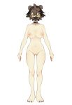  1girl absurdres animal_ears ass_visible_through_thighs black_choker black_hair black_nails brown_hair choker eyelashes hair_between_eyes hair_ornament highres indie_virtual_youtuber inverted_nipples long_eyelashes looking_at_viewer mask mouth_mask multicolored_hair nail_polish navel nude pussy short_hair simple_background solo standing toenail_polish toenails virtual_youtuber white_background xiloi yellow_eyes 