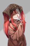  1girl bangs hair_between_eyes highres long_hair long_sleeves made_in_abyss multicolored_hair rags red_hair smile solo two-tone_hair veko white_hair 