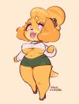  &lt;3 &lt;3_eyes absurd_res animal_crossing anthro bimbofication breast_expansion breasts collar expansion female hi_res intelligence_loss isabelle_(animal_crossing) mind_control nintendo nipple_outline solo tongue tongue_out vaguecreature video_games 