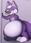  ambiguous_gender anthro artists_who_purposly_dont_tag_their_art_properly_should_be_banned belly big_belly canid canine digital_media_(artwork) fox foxball fur hair happy hi_res hyper hyper_belly looking_at_viewer mammal navel nude simple_background smile solo standing tongue 
