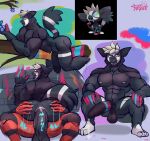  absurd_res anal anal_penetration anthro balls blush bodily_fluids butt cum duo erection generation_7_pokemon generation_9_pokemon genital_fluids genitals grafaiai hi_res humanoid incineroar male male/male muscular muscular_male nintendo nipples paint painted_claws penetration penis plant pokemon pokemon_(species) precum sex therot0 tree vein veiny_penis video_games 