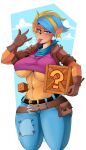  activision anonymous_artist anthro big_breasts blush bottomwear breasts clothing crash_bandicoot_(series) crate denim denim_clothing female hi_res jeans midriff pants pirate_tawna solo source_request tawna_bandicoot thick_thighs unavailable_at_source under_boob video_games 