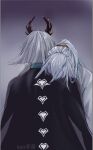  2boys back bob_cut daleth_(sky:_children_of_the_light) grey_hair head_on_another&#039;s_shoulder highres inverted_bob male_focus mimizuku_(sky:_children_of_the_light) multiple_boys pointy_hair ponytail qianmeiduixiangyewurao short_hair sky:_children_of_the_light straight_hair white_hair 