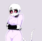  blue_blush blue_eyes bone breasts collar confusion demon emo female genitals holding_breast makeup olivershiny purple_body purple_breasts pussy red_blush red_eyes reptile sans_(undertale) scalie scar_over_eye sharp_teeth skeleton skeleton_arm skeleton_hands skinny_tail snake solo spiked_collar spikes teeth undertale undertale_(series) undertale_au video_games 