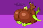  anthro big_butt bovid brown_body brown_fur butt caprine dahliathefox demon dialogue english_text fart fart_fetish fur grin horn huge_butt hyper hyper_butt looking_at_viewer looking_back looking_pleasured male malgluor mammal nude obese overweight overweight_male pentagram smile smiling_at_viewer smirk solo text 