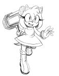  2020 accessory amy_rose anthro boots bottomwear bracelet clothing eulipotyphlan female footwear gloves graphite_(artwork) greyscale hair_accessory hairband handwear hedgehog hi_res jewelry mammal monochrome omegasunburst open_mouth pencil_(artwork) piko_piko_hammer running sega skirt smile solo sonic_the_hedgehog_(series) traditional_media_(artwork) 