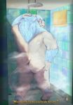  2022 anthro bathing butt detailed_background english_text felid hi_res humanoid_hands lion male mammal pantherine sato_afroleone solo steam text 