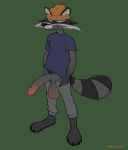  absurd_res anthro beanie big_penis clothed clothing genitals hat headgear headwear hi_res huge_penis hyper hyper_genitalia hyper_penis male mammal partially_clothed paws penis procyonid pubes raccoon rattfood smug solo toony 