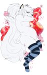  10:16 absurd_res alpha_channel anthro arctic_fox belly canid canine chubby_anthro clothing eyewear footwear fox glasses hair hi_res legwear long_hair mammal nude pinup pose russell_(xaus32) socks solo steele-shark_(artist) thigh_highs thigh_socks 